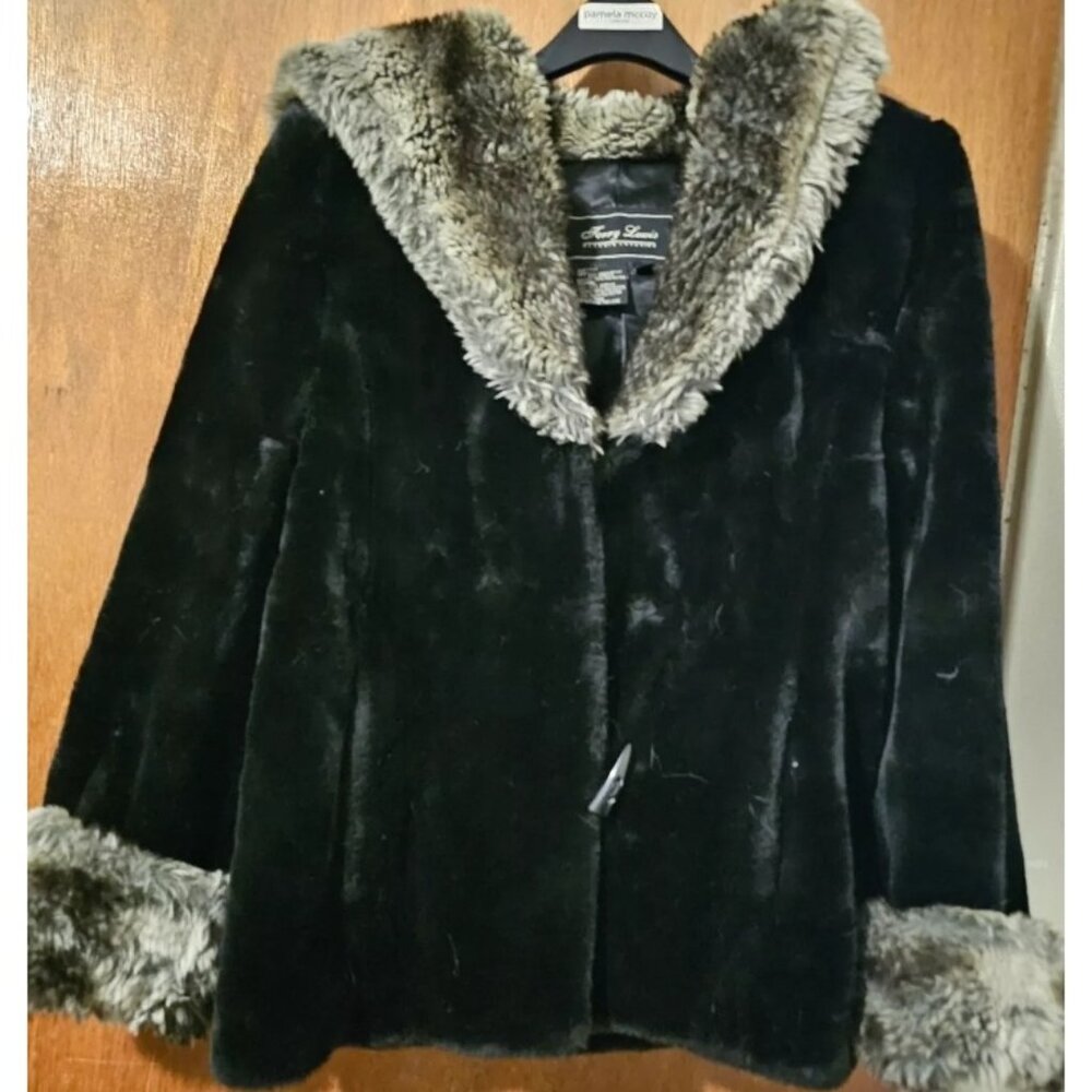 Vintage Terry Lewis Classic Luxuries PXS Faux Seal and Chinchilla Trim Coat